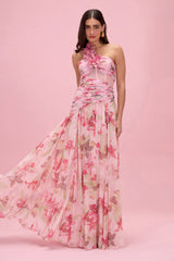 Orchid Bloom Chiffon Corset Gown