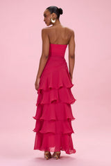 Floral Chiffon Corset Gown