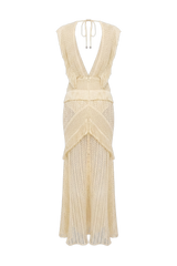 Ayla Fringe Plunge Maxi Dress