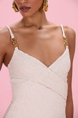 Golden Knit Chiffon Maxi Dress