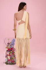 Lyria Jersey Fringe Cutout Dress