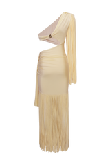 Lyria Jersey Fringe Cutout Dress