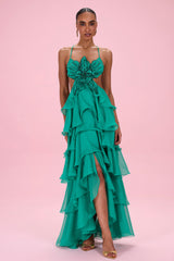 Floral Chiffon Embroidered Gown