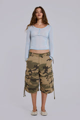 Sheer Henley Top In Sky