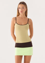 Zaylia Colour Block Mini Dress - Olive