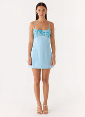 Zion Beaded Micro Mini Dress - Blue
