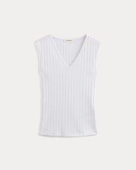 V-Neck Tank In Pointelle | White