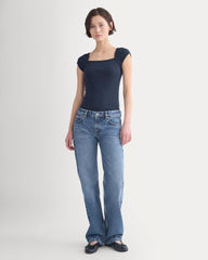 Retrosoft Cotton Square-Neck Tee | Navy