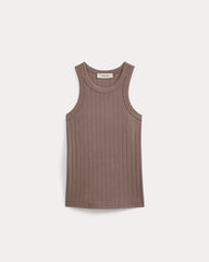 Racerback Tank In Pointelle | Heathered Chocolate Chip