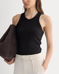 Racerback Tank In Pointelle | Black