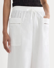 The Lace Trim Pant | White