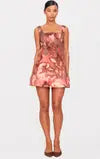 Brown Floral Corset A Line Shift Dress