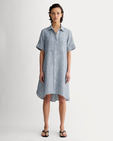 The Daytripper Dress In Linen | White / Blue