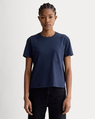 The Box-Cut Tee In Essential Cotton | Navy | Pocket