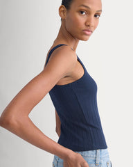 Scoop-Neck Tank In Pointelle | Deep Navy