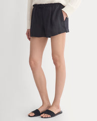 Flowy Short In Linen | Black