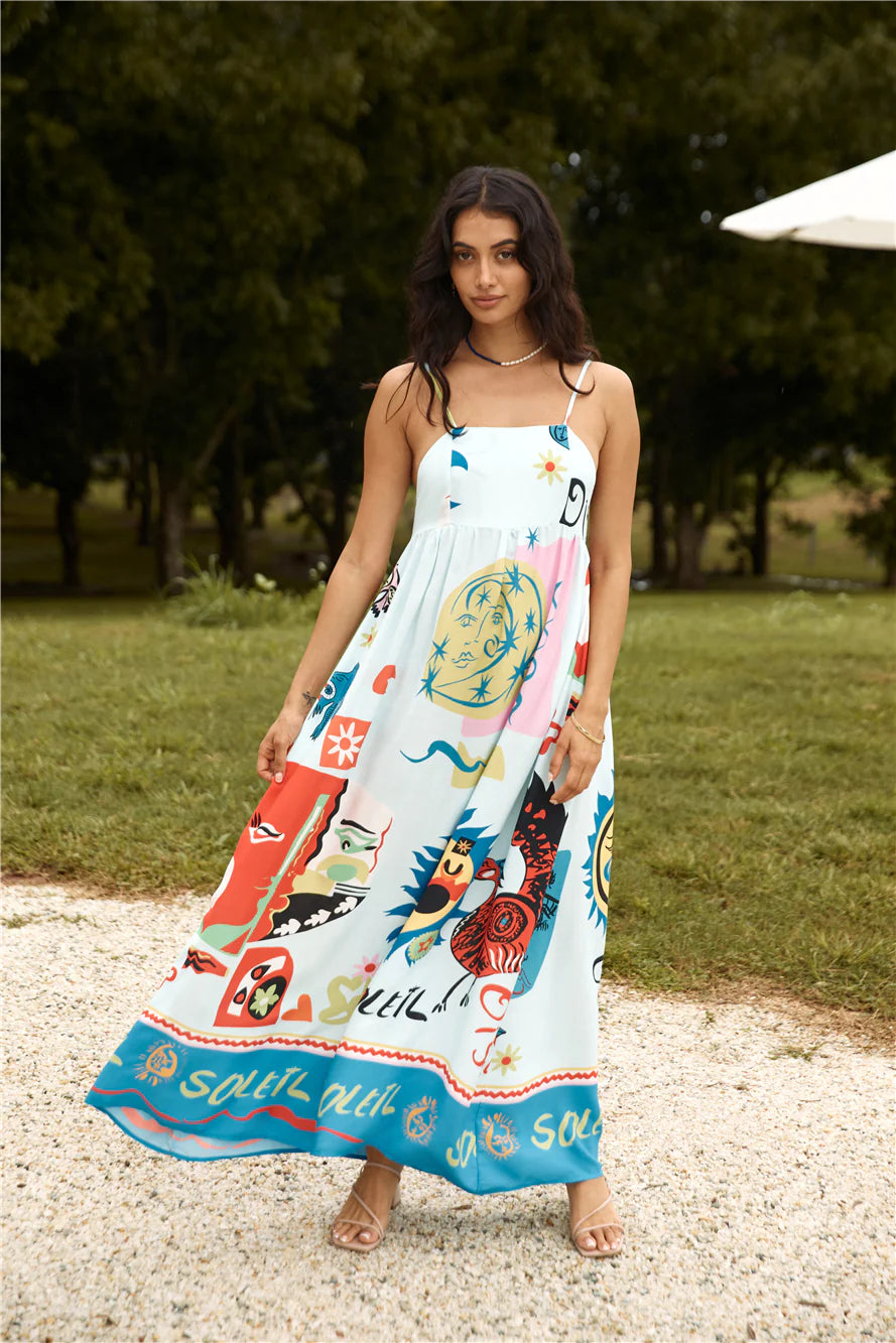 French Sunrise Maxi Dress Blue