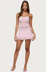 Edikted Marcia Chiffon Lacey Mini Dress