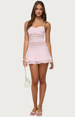 Edikted Marcia Chiffon Lacey Mini Dress