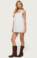Edikted Doroh Lacey Striped Cotton Mini Dress