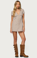 Edikted Arli Gingham Button Up Romper