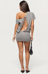 Edikted Striped Off Shoulder Cutout Mini Dress