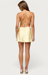 Edikted Aletta Backless Satin Effect Mini Dress