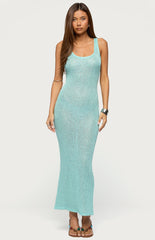 Edikted Abby Sequin Sheer Knit Maxi Dress