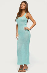 Edikted Abby Sequin Sheer Knit Maxi Dress