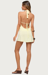 Edikted Lukka Backless Halter Wrap Mini Dress