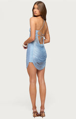 Edikted Izabel Fringed Backless Mini Dress