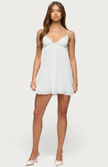 Edikted Lacey Pleated Chiffon Mini Dress