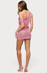 Edikted Mei Off Shoulder Sequin Knit Dress