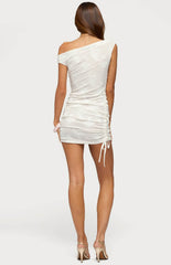 Edikted Sheer Lace Drawstring Mini Dress