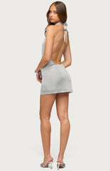 Edikted Annikka Backless Plunge Mini Dress