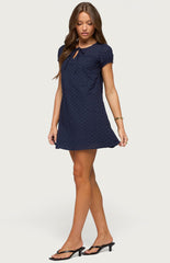 Edikted Mariella Lace Eyelet Mini Dress