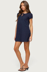 Edikted Mariella Lace Eyelet Mini Dress