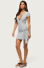 Edikted Winnie Tie Wrap Mini Dress