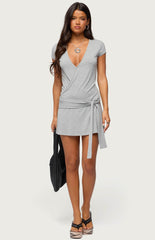 Edikted Winnie Tie Wrap Mini Dress
