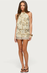 Edikted Areli Bead & Sequin Halter Dress