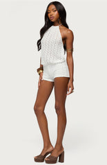 Edikted Nyomi Textured Backless Halter Neck Romper