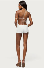 Edikted Nyomi Textured Backless Halter Neck Romper