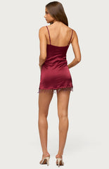 Edikted Floria Fringe Satin Effect Mini Dress