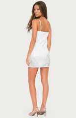 Edikted Caya Embroidered Floral Mesh Mini Dress