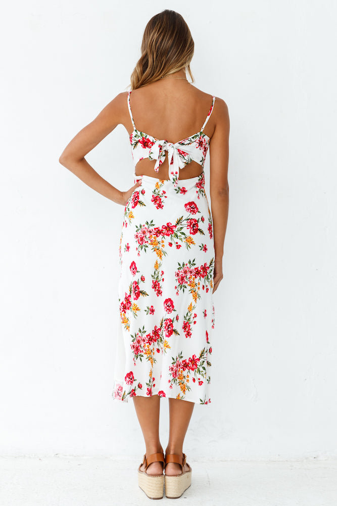 Springtime Premiere Midi Dress White