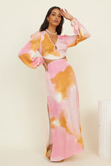 THE WOLF GANG Orella Cut Out Maxi Dress Watercolour