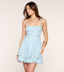 Daylight Darling Floral Chiffon Skater Dress