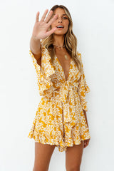 Rushing Back Playsuit Mustard