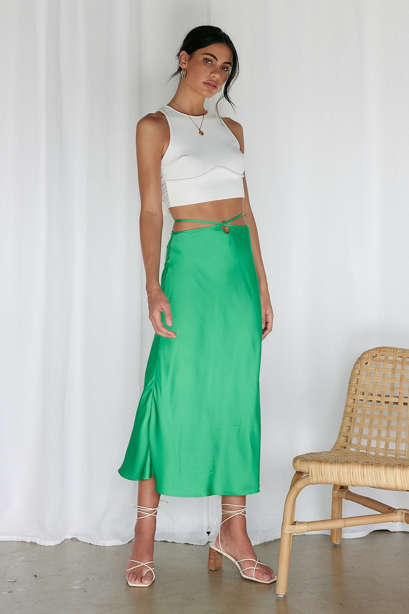 Make A Wave Maxi Skirt Green