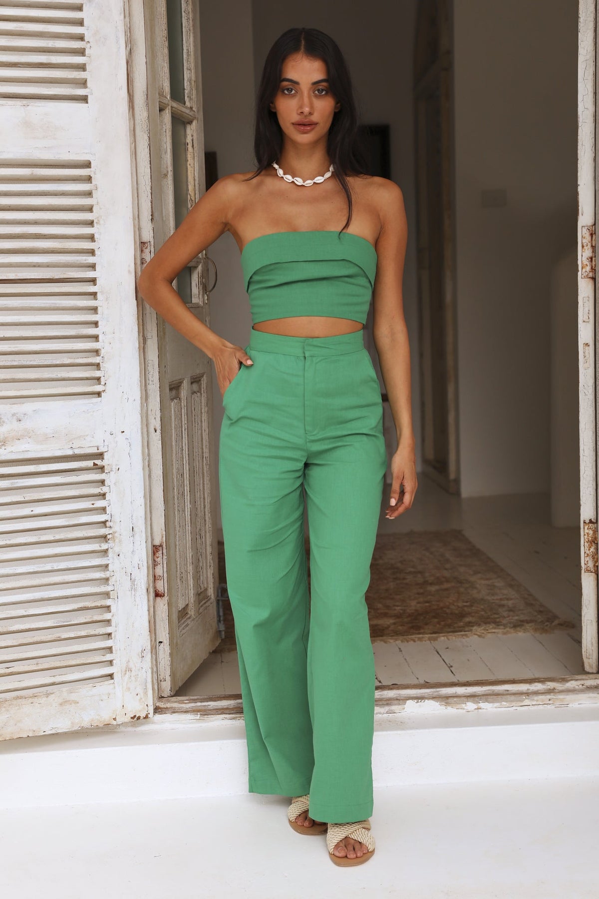 In Hindsight Crop Top Green